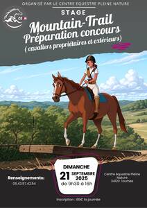Stage Mountain-Trail, préparation concours ( cavaliers extérieurs et propriétaires)